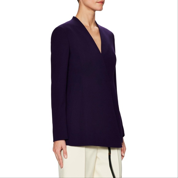 Akris Women's Purple Wool Bellezza V Neck Jacket - Picture 6 of 11